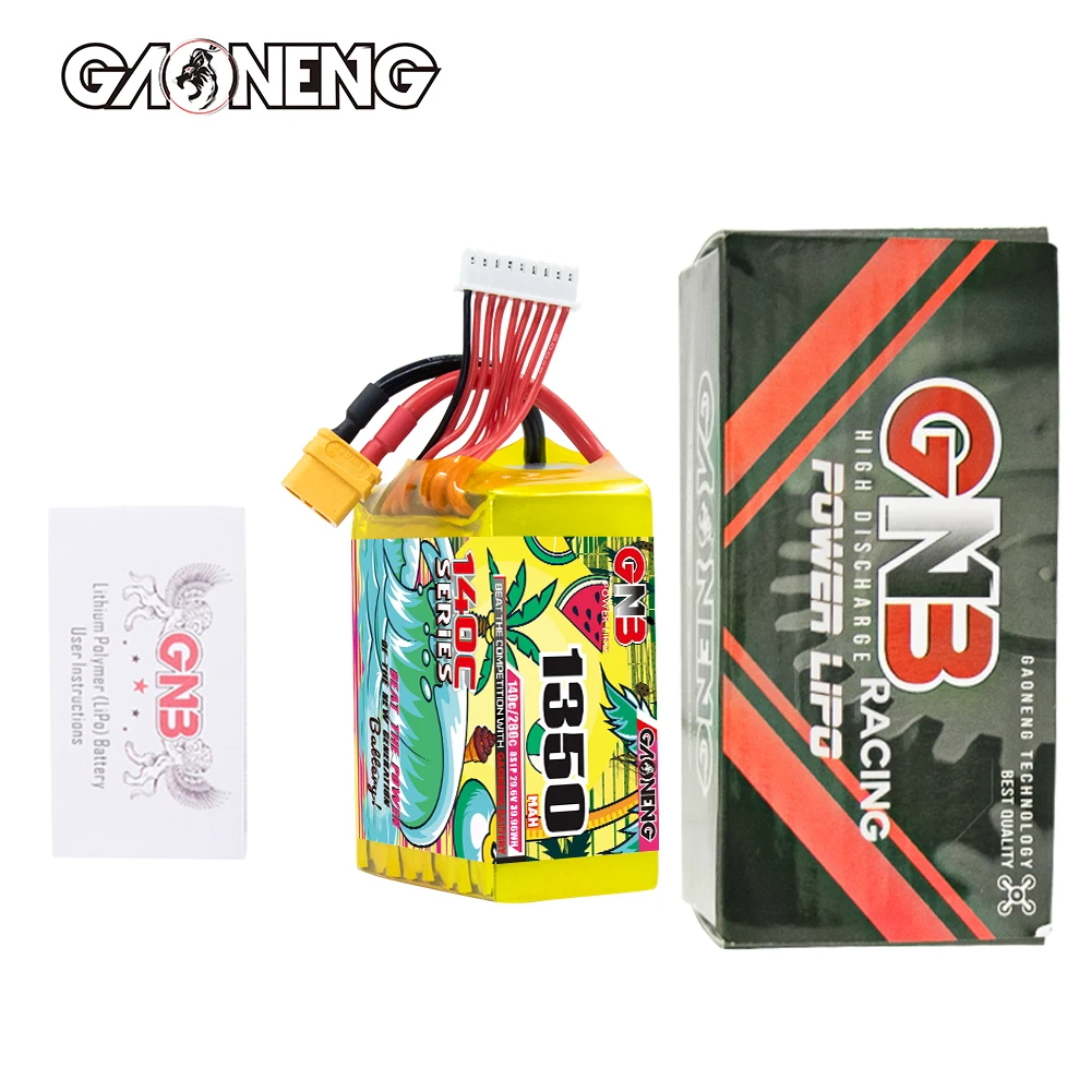 GAONENG GNB 1350MAH 29.6V 8S 140C XT60 LiPo Battery Pack High Performance RC Hobby Lithium Polymer Soft Pack Racing FPV Quads