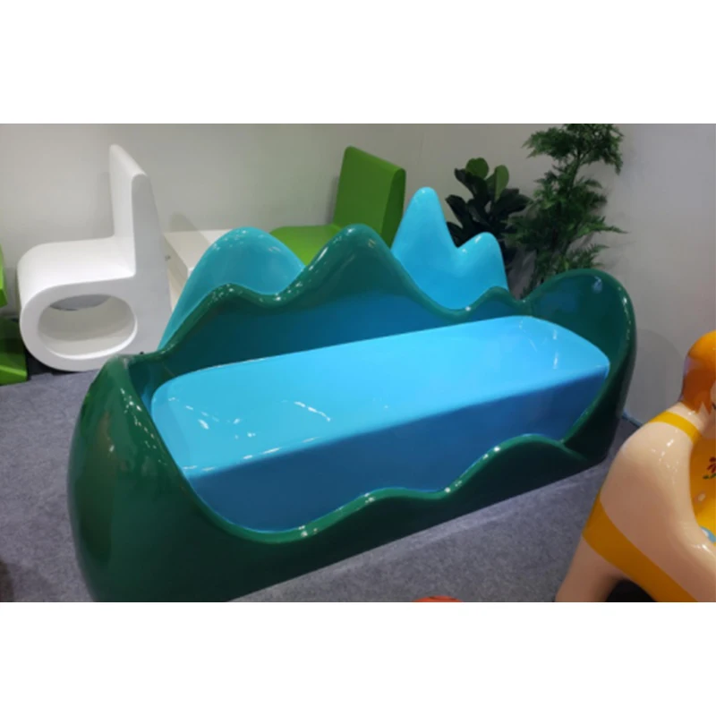 Modern FRP Furniture Cheap Fiberglass Red flame modelling Chair long bench outdoor