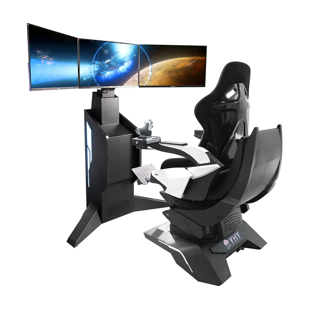 Новый полностью алюминиевый сплав 3 экрана 32 дюйма logitech X52 джойстик 9d Виртуальная реальность Летающий симулятор 360 стул vr flight