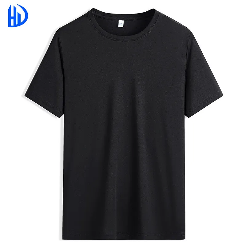 Wholesale summer unisex t shirt ice silk cotton pure white short sleeve breathable thin mercerized cotton T-shirt