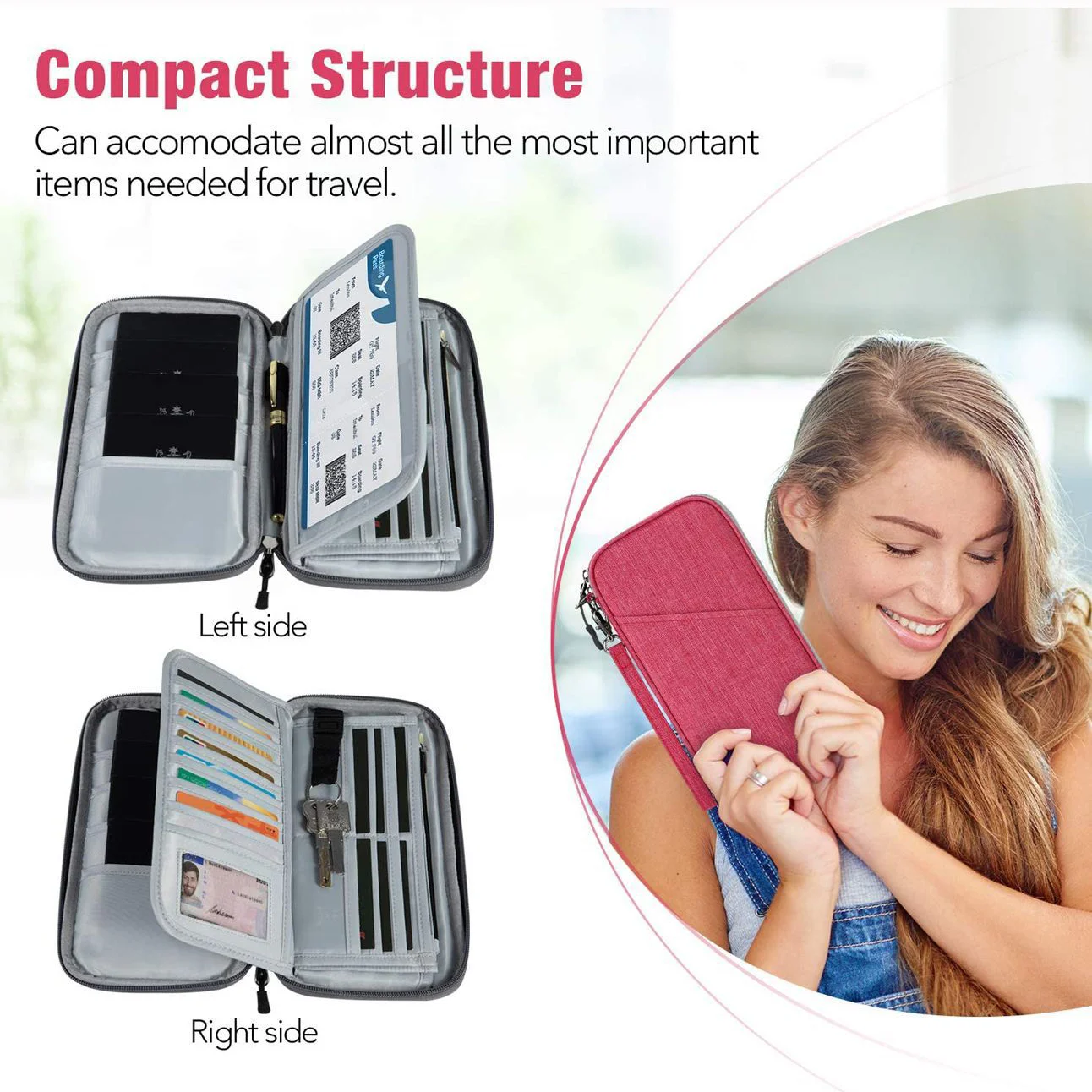 RFID blocking family 4 passport holder travel,itinerary family travel passport holder wallet