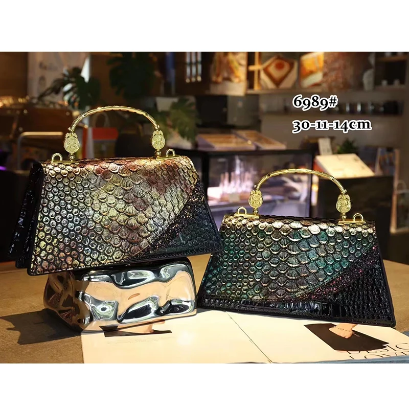 Luxury designer brand new crocodile high quality fashion handbag dragon scale crocodile print shoulder bag  for women hot sale
