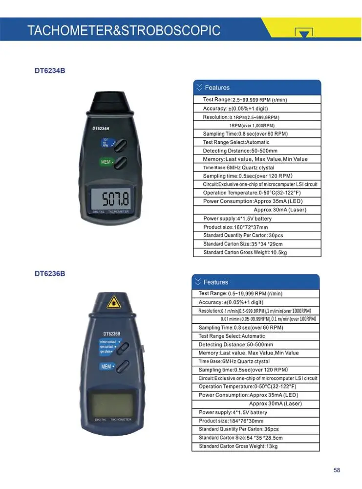 
Factory direct sale Digital photo contact tachometer DT6236B surface speed meter 