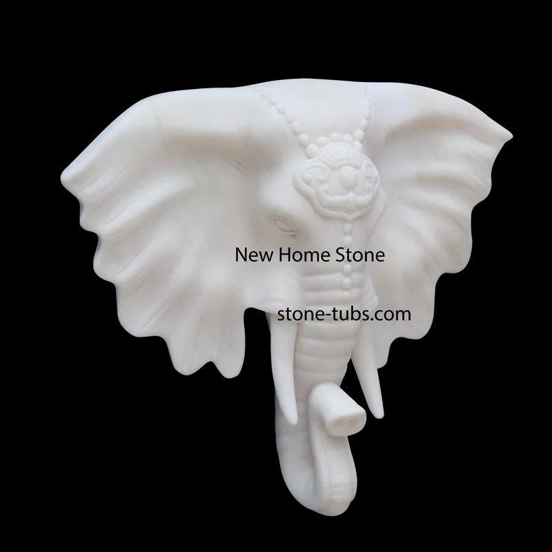 Water Ornament stone products waterfall water fall white wall marble carving elephant head fountain