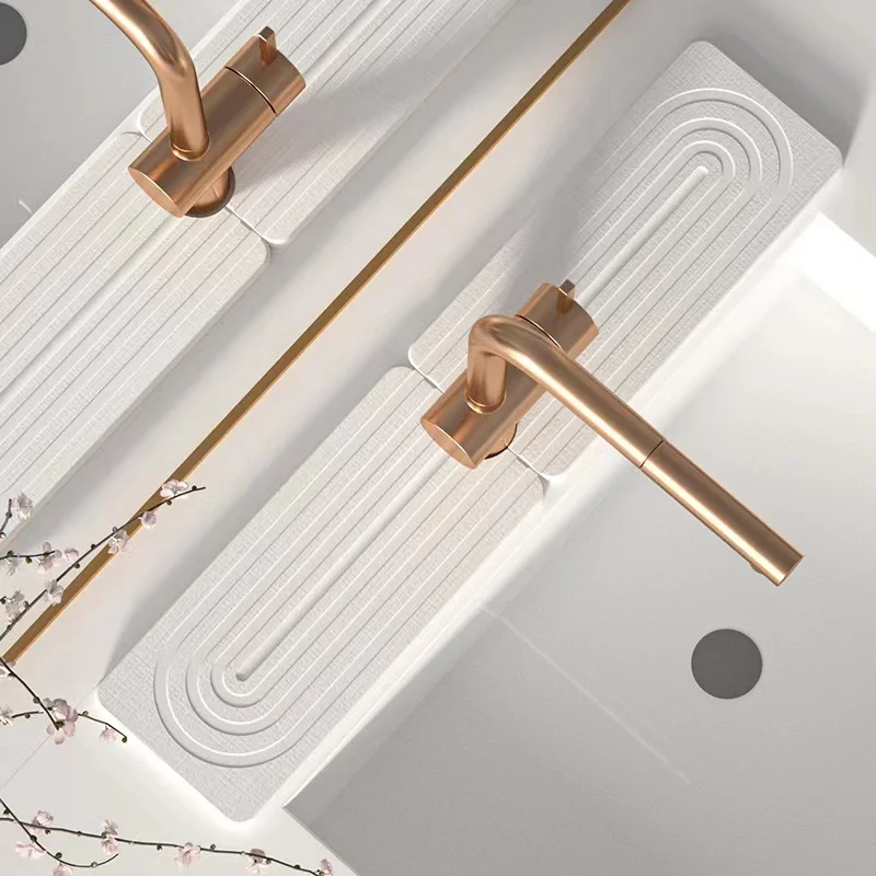 Bath Mat Faucet Absorbent Mat for Bathroom Kitchen Counter Hot Selling Fast Drying Prevents Moisture Buildup Diatomite Stone 9mm