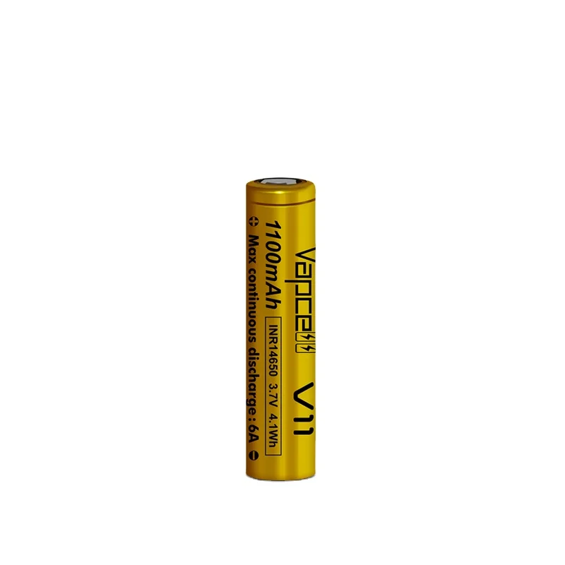 Vapcell original ICR14650 1100mah 6A li ion battery flat / button top 14650 Rechargeable Batteries For Flashlight