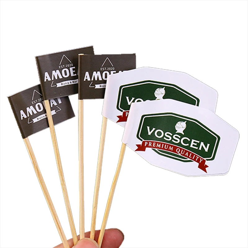 
Sterilization 100% food grade Greek toothpicks flags with custom package 