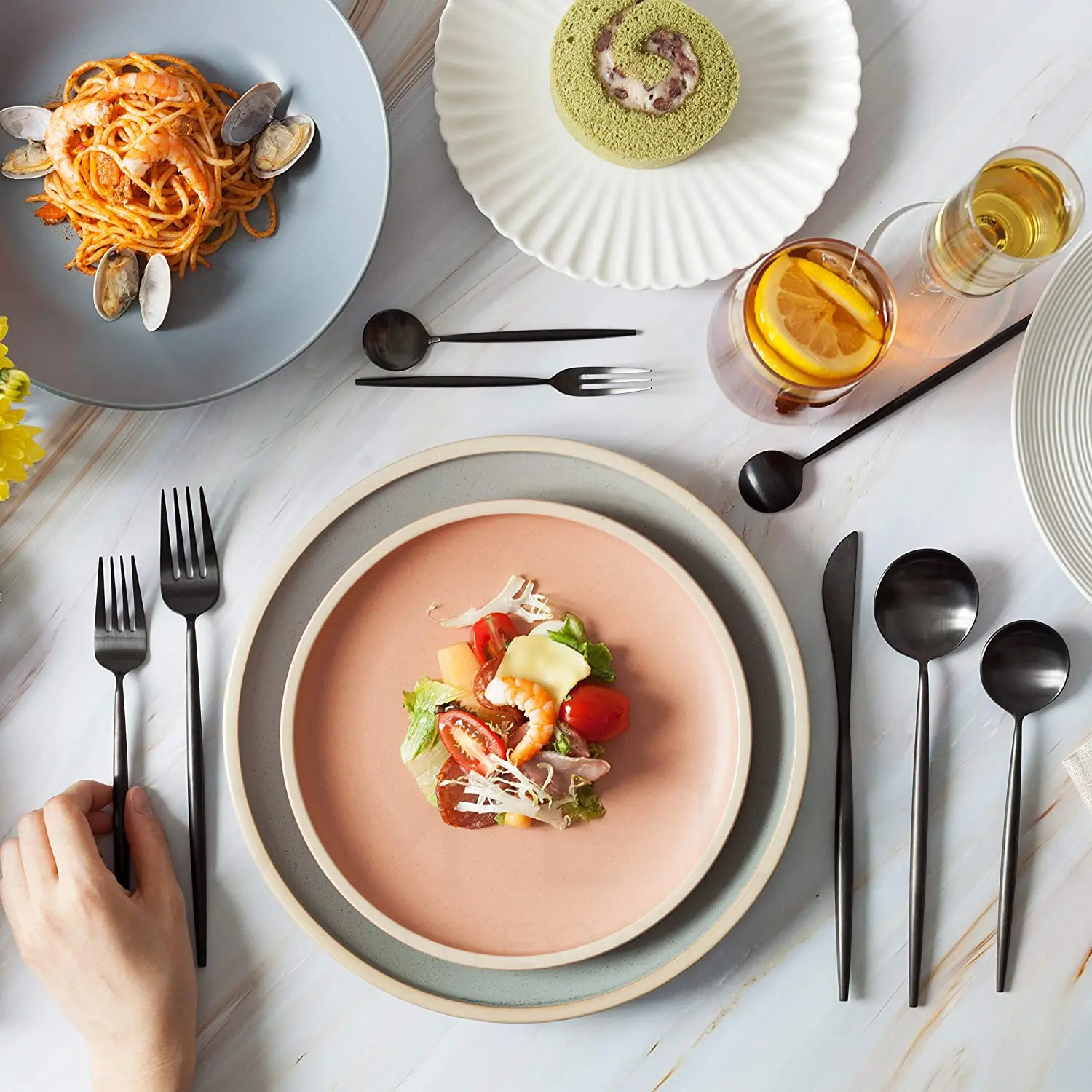 Restaurant Cutlery Set Wedding Cutlery Black Matte Chopsticks Spoon Set