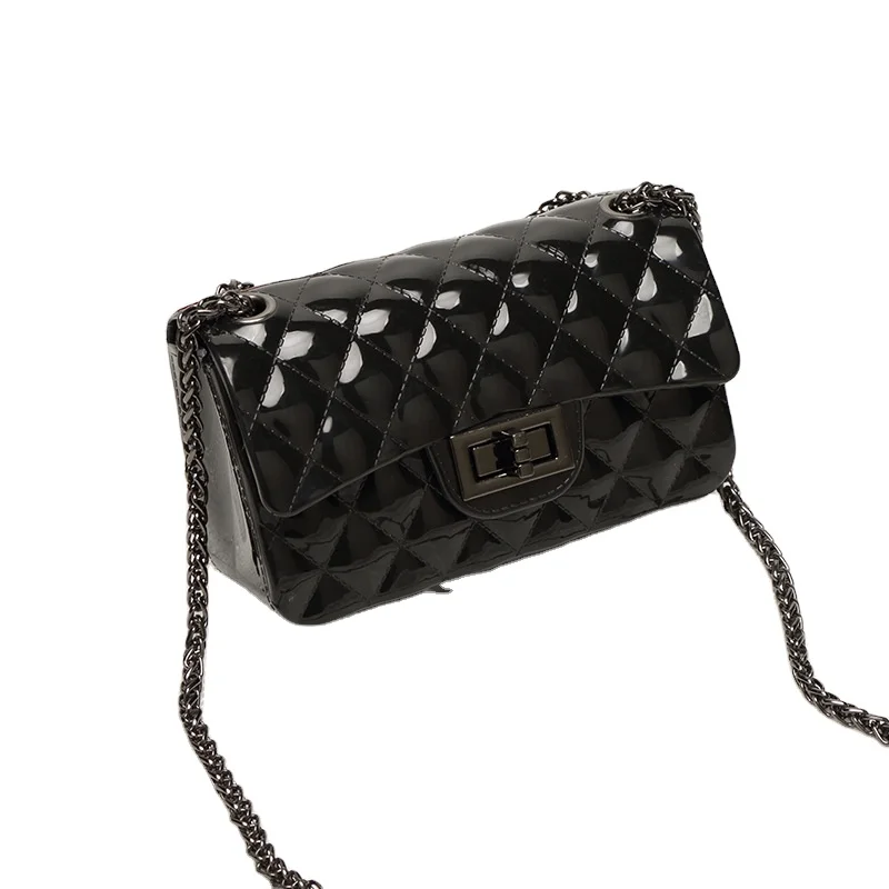 Guangzhou Wholesale Fashion Geometric Chain Bags For Ladies,Multi Coloured Pink PVC Jelly Bags For Women