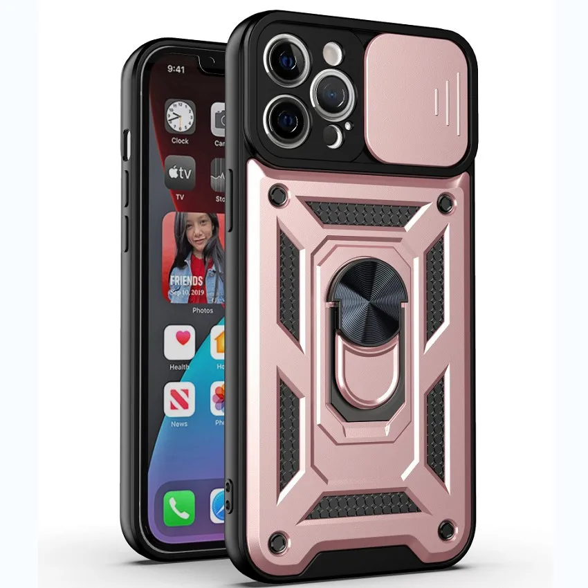 New Arrival 2 in 1 hybrid Slide Camera Lens Protect Phone Case for Moto G200 5G armor kickstand case G100 G71 G52