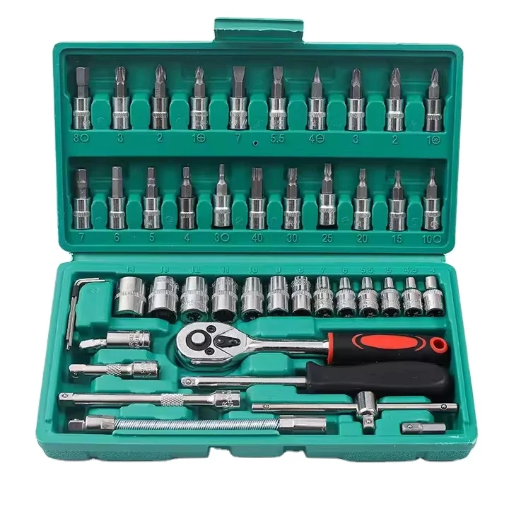 46pcs Hardware Tool Kit Manual Home Repair Auto General Household Hand Set Woodworking Combination
