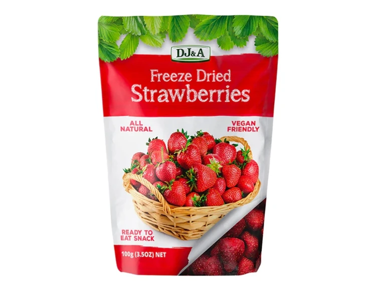 Custom Printed Freeze Dried Strawberry Bag Aluminum Foil Strawberry Crisp Packaging Stand Up Pouch Packaging For Dried Snack