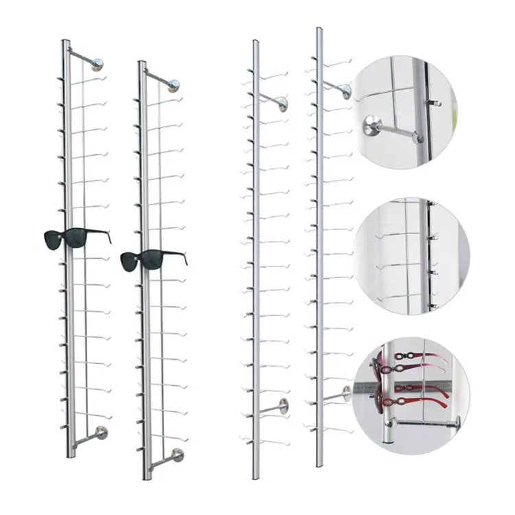 9 12 14 16 18 eyeglasses metal rod frame optical sunglass eyewear aluminium display stand wall mounted lockable display rack