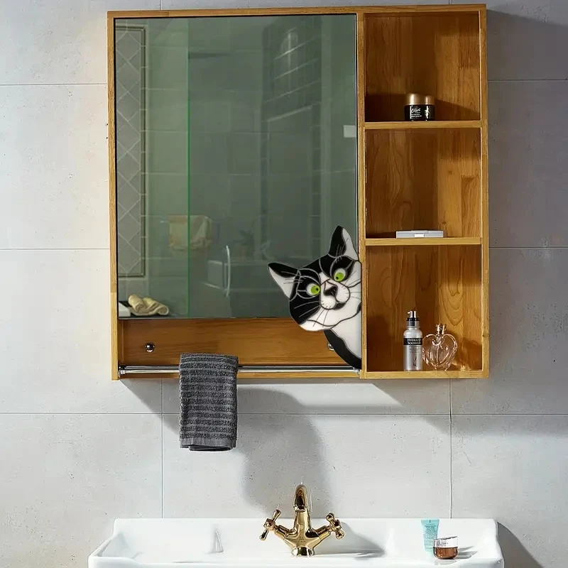 1pc Cat Peeking Glass Window Sticker, Thickened Waterproof And Moisture-proof Window Film For Glass, Ceramic Tiles Home Decor