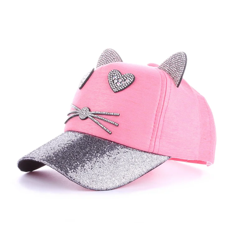 Cartoon Face 5 Panel Children Baseball Cap Korean Cat Ears Baby Hat Spring Summer Baby Boy Girl Adjustable Embroidery Hat