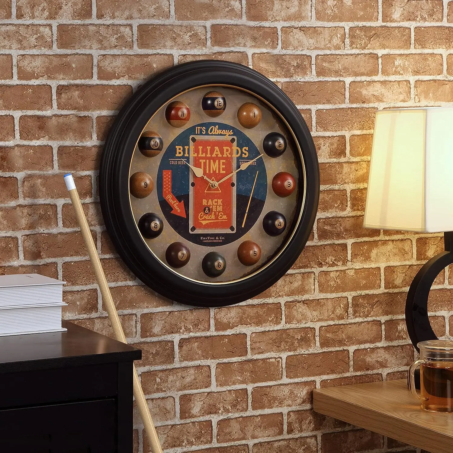 Alboxy Home Decor Circular sports 3D pool ball creative design gift wall clock plastic wall clock
