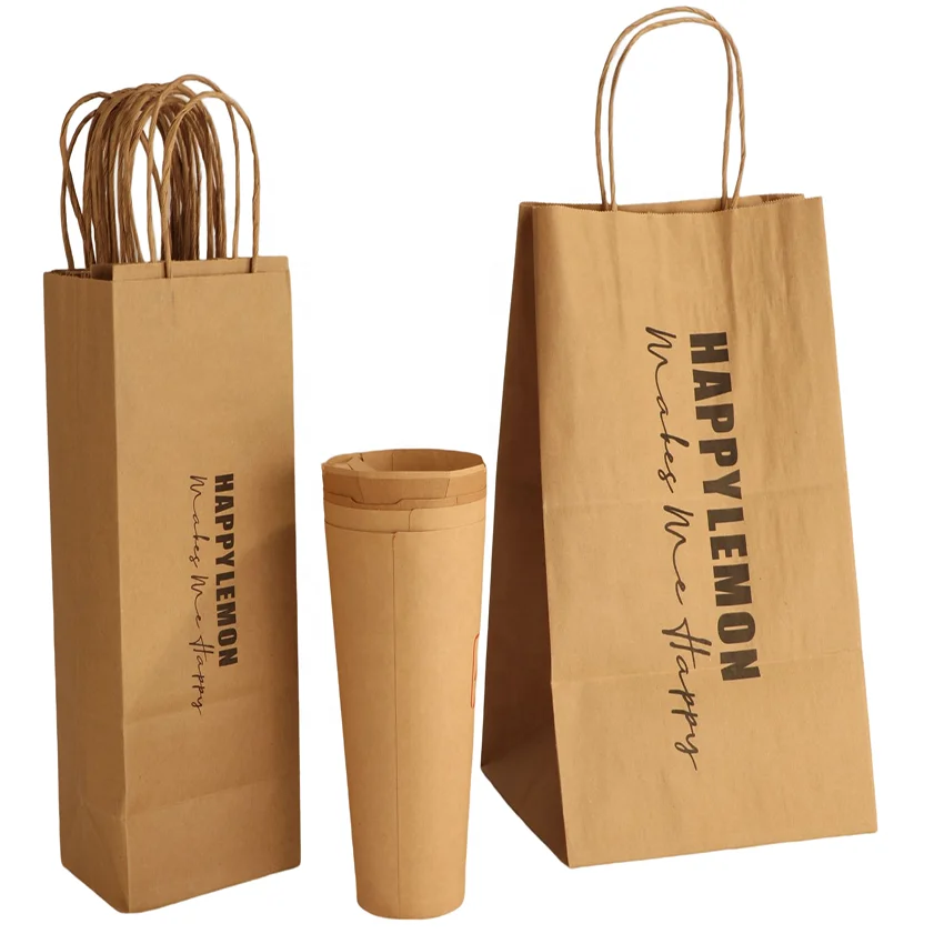 Manufacturer supply high quality cheap price free design kraft shopping food lunch paper bag withcustomized  logo printed