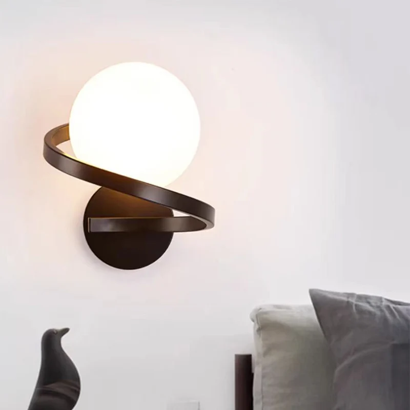 Black White Indoor Wall Light Ball Led Light Modern Living Room Hotel Decoration Wall Lamp for Bedroom