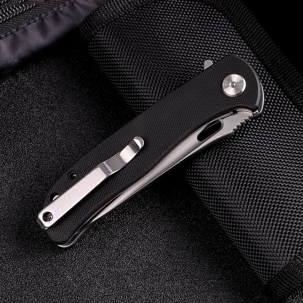 EDC Folding Pocket Knife 3.23-Inch Tanto D2 Blade G10 Handle Utility Knife for Outdoor Camping Multi-Tool