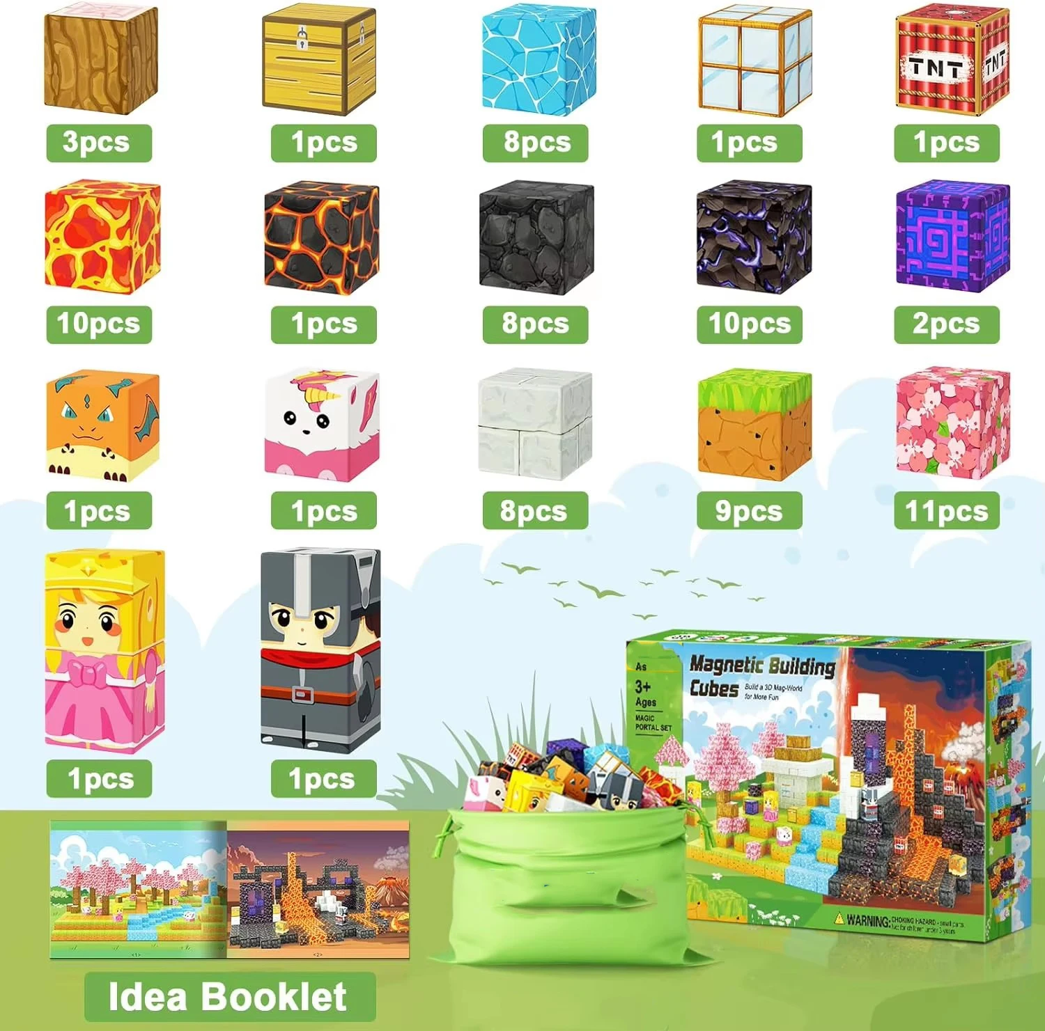 84 PCS Magnetic Blocks Build Mine World Magic Portal Set Magnetic Tiles Building Blocks Toddler Toys STEM Sensory Toys OEM