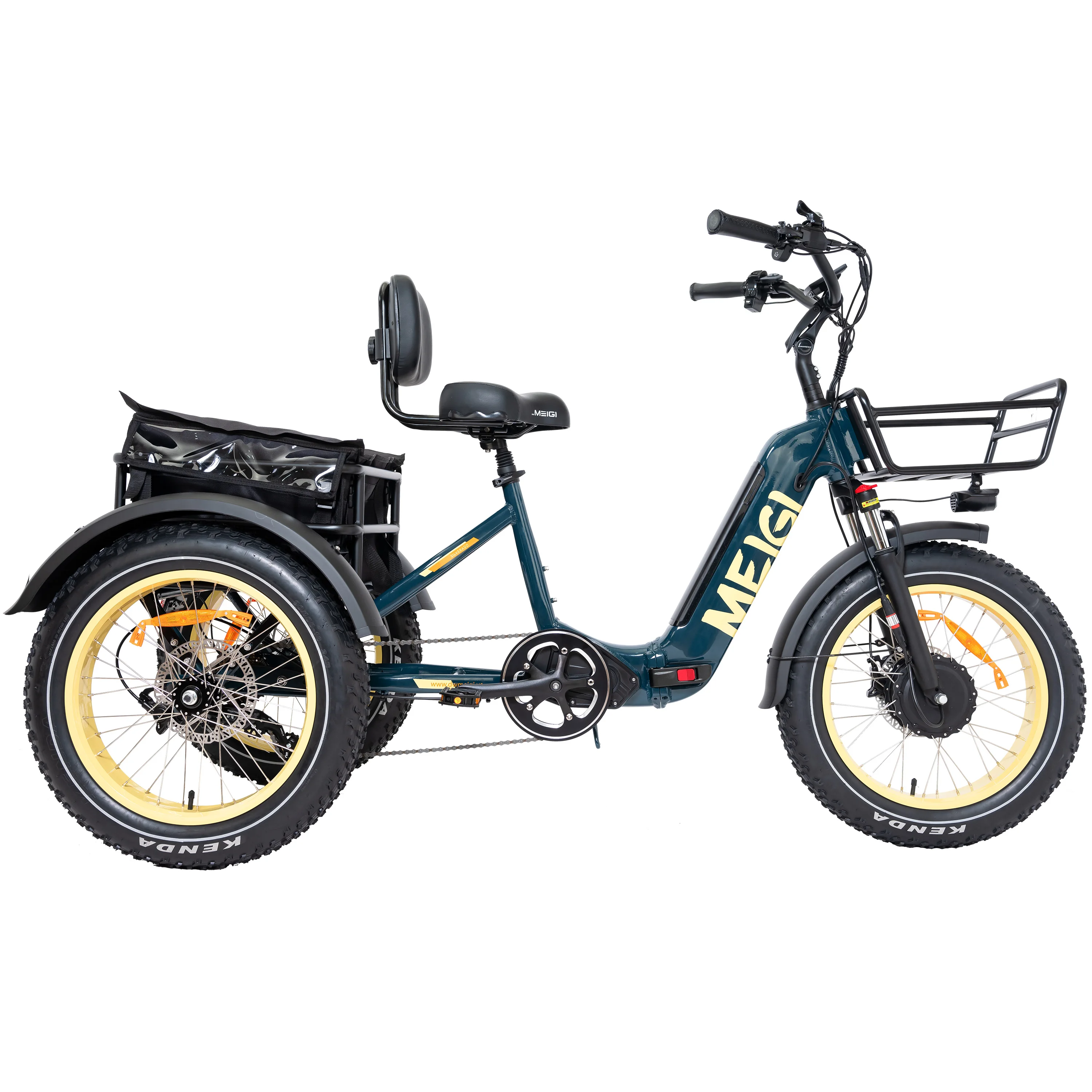 Cargo ebike Fat tire electric tricycle for adult 750w bafang motor thumb throttle electric tricycle with backrest saddle etrike