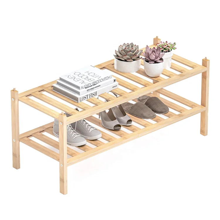 2-Tier Shoe Shelf Organizer  Modern Shoe Storage Cabinet Shoe Rack Designs Wood