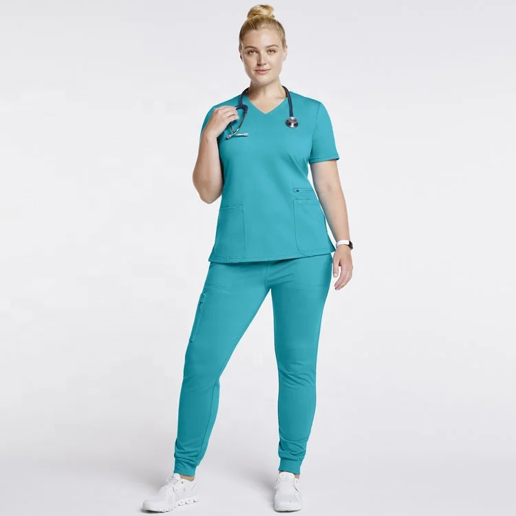 Wholesale Scrub Vendors Custom Embroidery 4 Way Stretch Fabric Hospital Uniform Nurse Scrub Set Suit