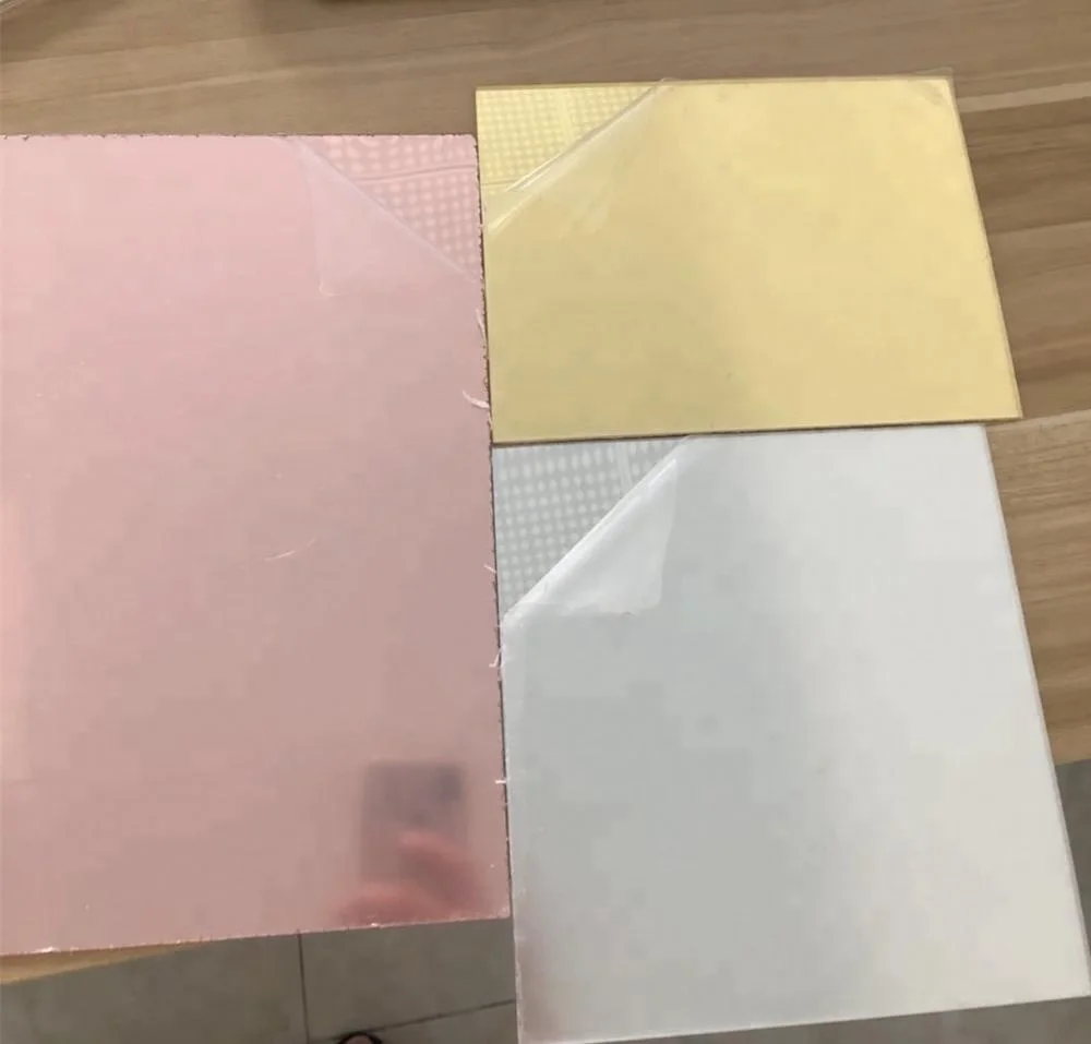 1220*2440mm  4*8 ft  2mm  3mm 5mm 6mm rose gold silver acrylic self adhesive mirror sheet