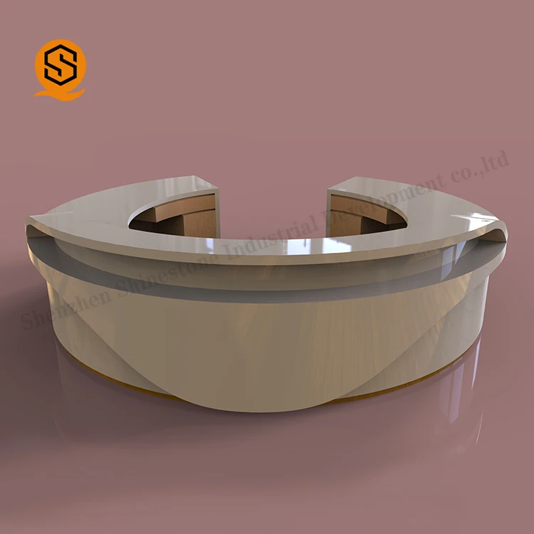 Unique Reception Desk Design Acrylic Solid Surface Fashion Round Computer Counter
