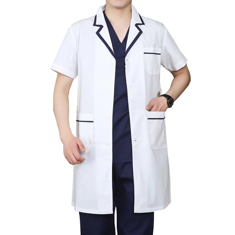 Lab Coat White Women Medical Nurse Embroidered Stretchable Short Sleeve Washable Uniform Doctors