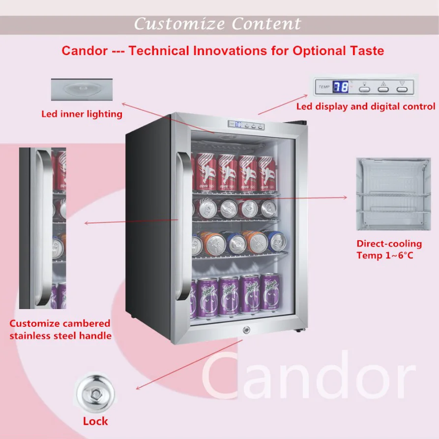 Candor Factory Custom Commercial Use 62L Mini Beverage Cooler Fridge