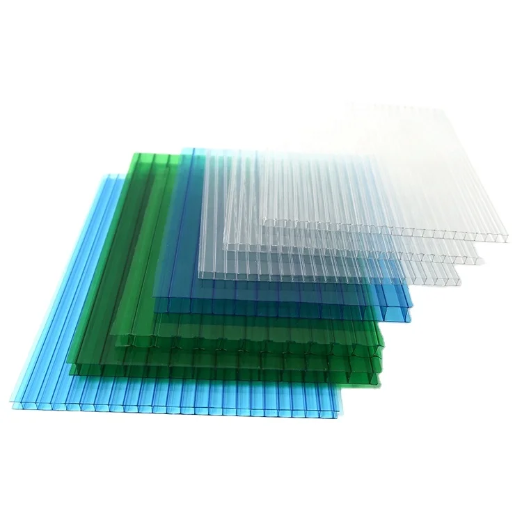 Polycarbonate Hollow Sheet Twin Wall Building Material Clear 10mm Thickness Sun Sheet