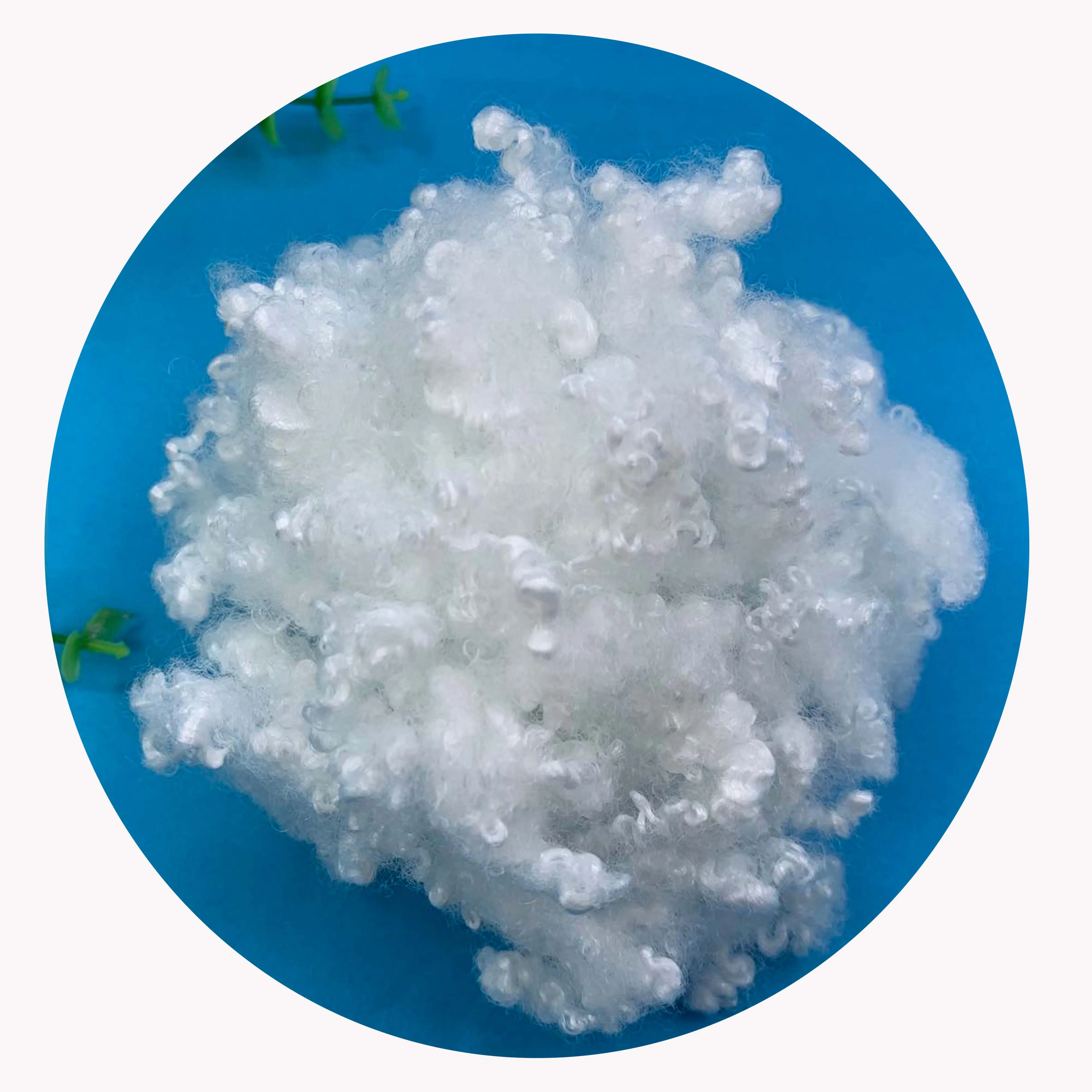 GRS virgin and recycled hcs 15d*64mm polyester fiber for filling