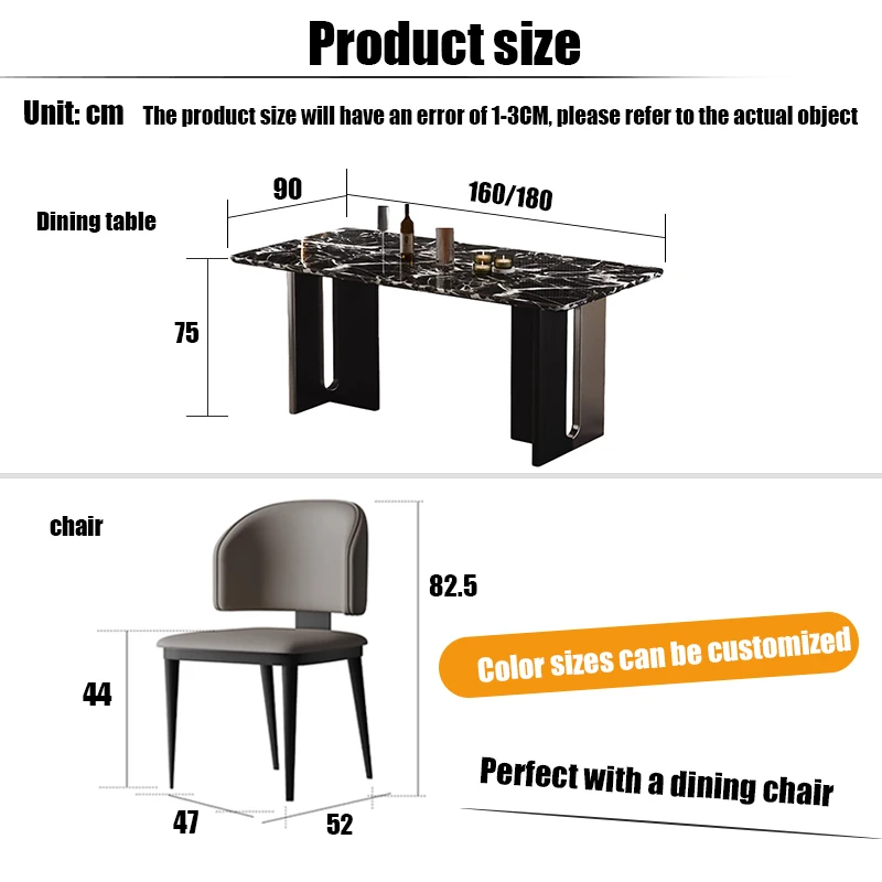 SUKU Italian light luxury stone table Rectangular table modern universal style minimalist marble table