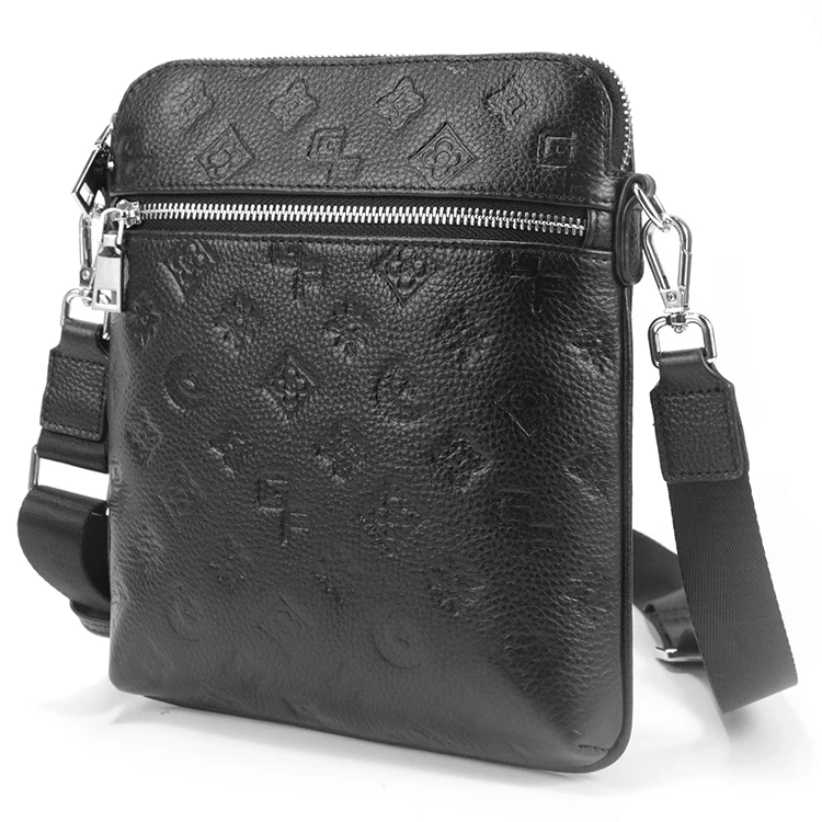 Customize Handmade Leather Clutch Bag Fashionable Men Zipper Black PU Leather Purses And Handbags