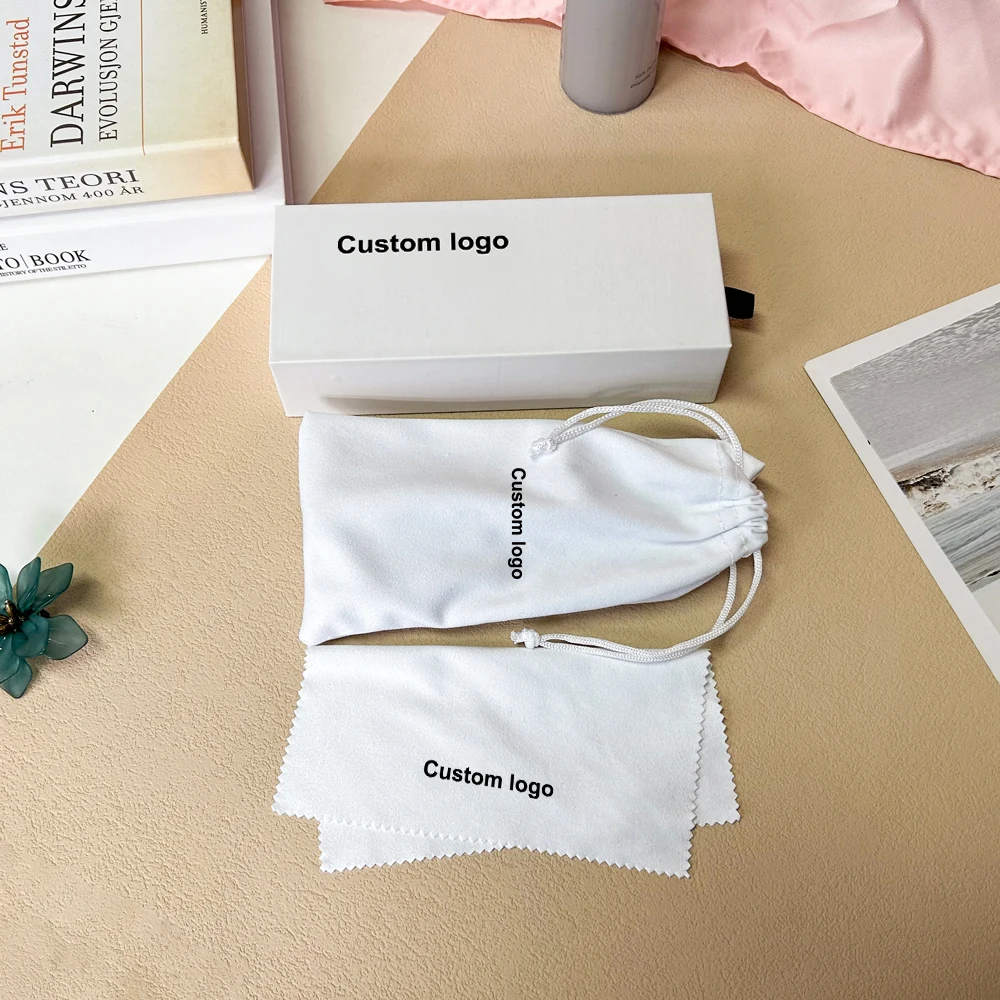 Custom Logo Printed Drawstring Sunglass Bags For Eyeglasses Sunglasses Jewelry Package Microfiber Pouch