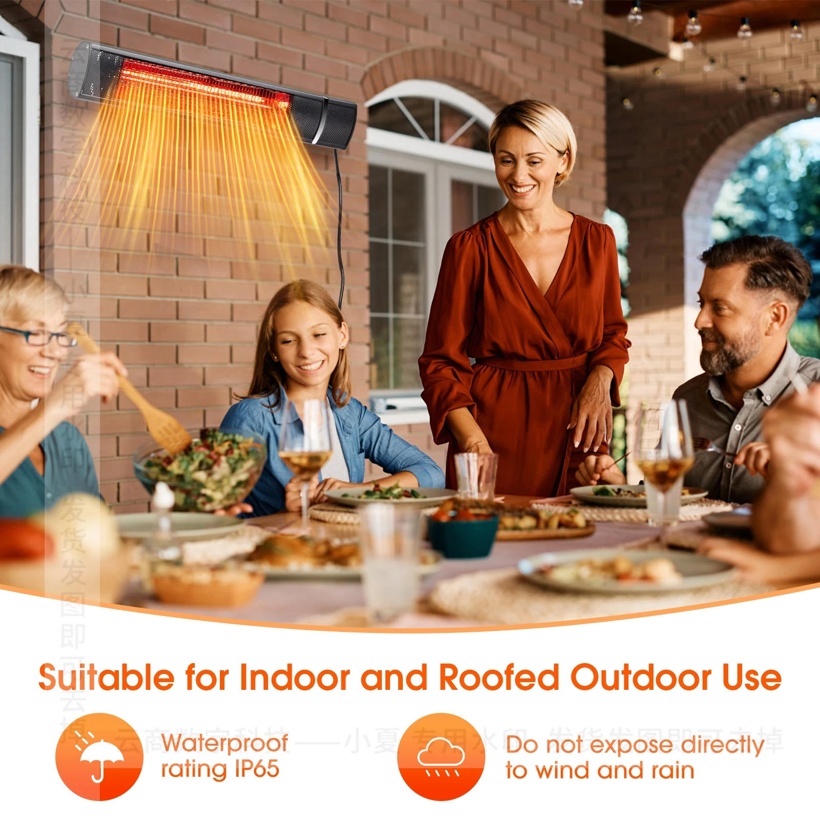Infrared Wall and Ceiling Mounted Electric Heater Waterproof Heating Panel for Corridor Outdoor Patio Room