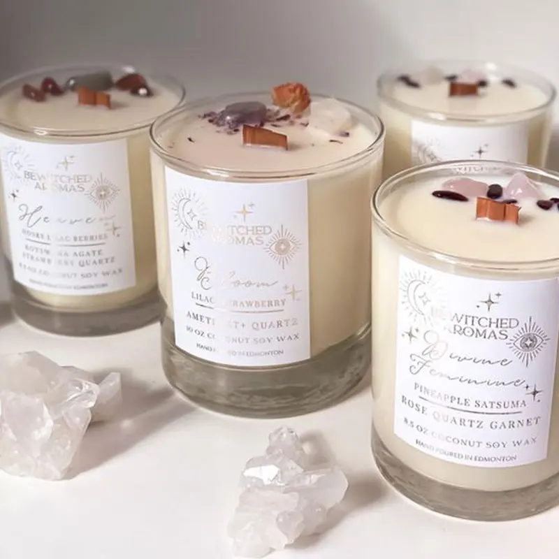 AIKUN Luxury Home Decor Transparent Glass Cup Candle Wooden Wick Aroma Nordic Style Soy Wax Essential Oil Scented Candles