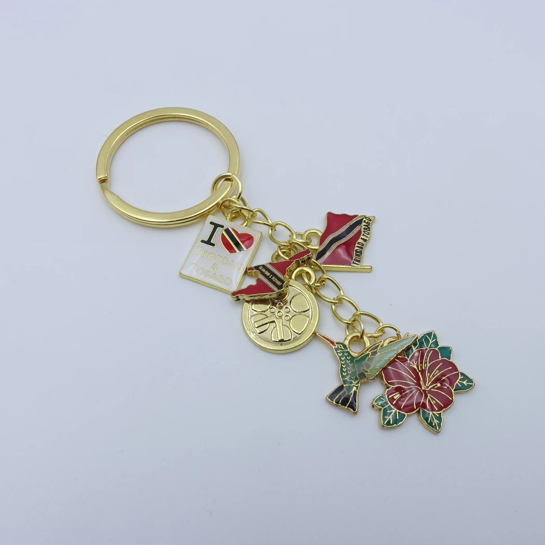 Custom Metal Raju Babani flower model plated gold key ring travel souvenir car pendant