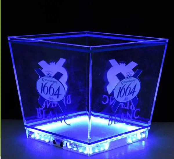 LED large plastic ice bucket for beer wine champagne