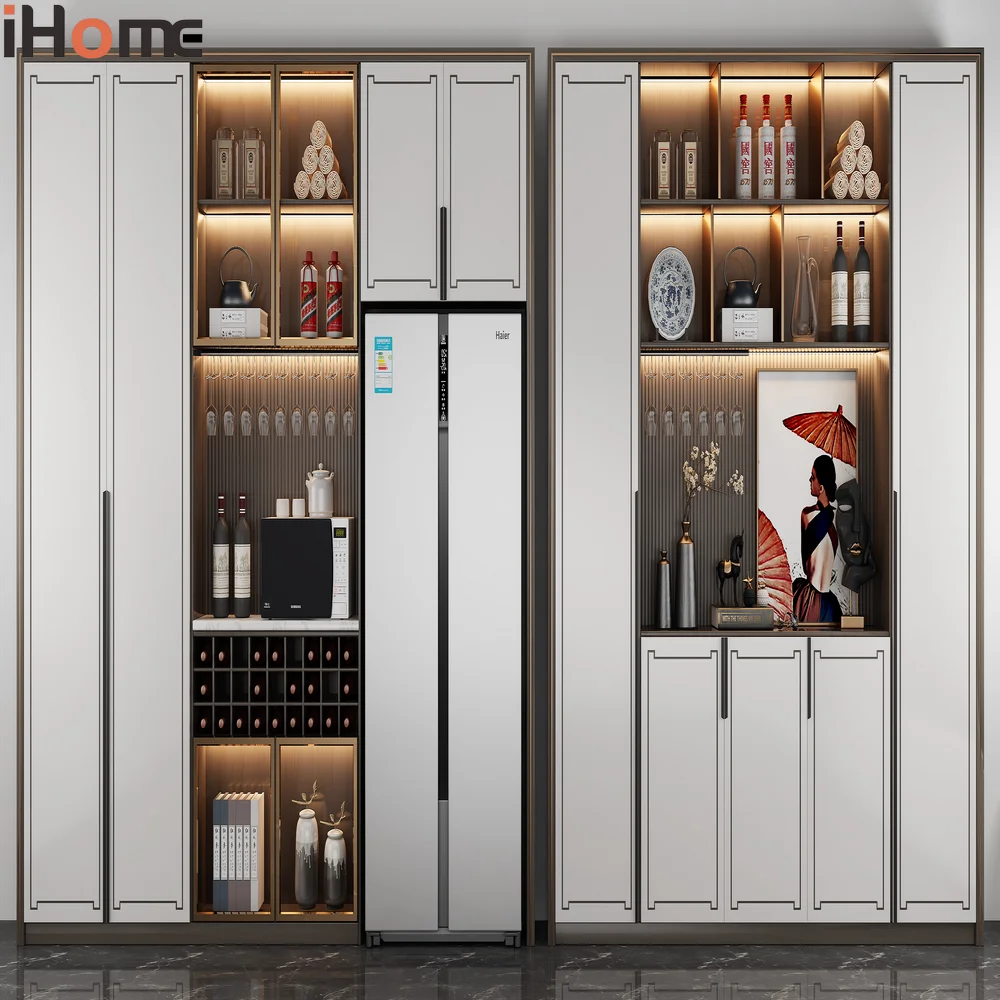Ihome Black Design Solid Wooden Metal Base Carved Stylish Door Living Room Sideboard Cabinet