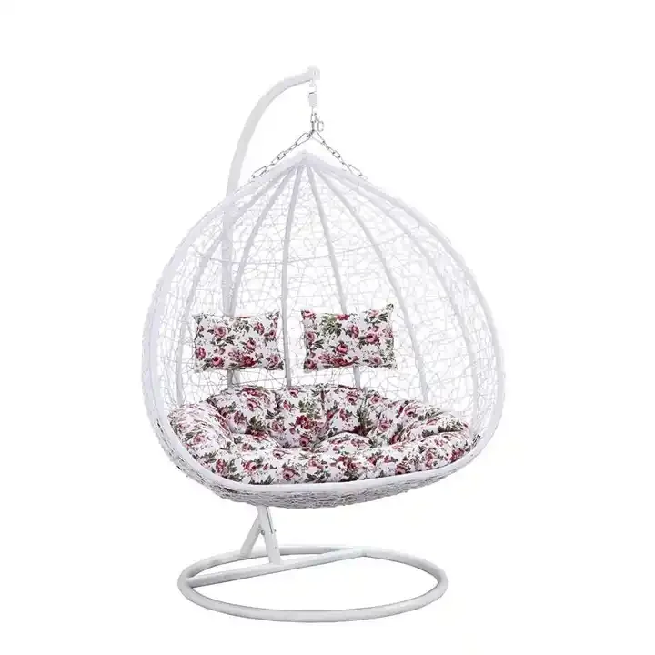 Hot Selling Hanging Wicker Double Seat Garden Egg Swinging Chairs Patio Outdoor Swing Chair