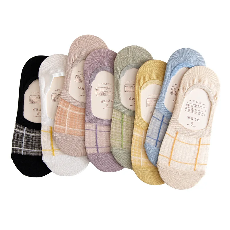 Summer wholesale stylish breathable sweet fresh versatile argyle no show teen invisible socks