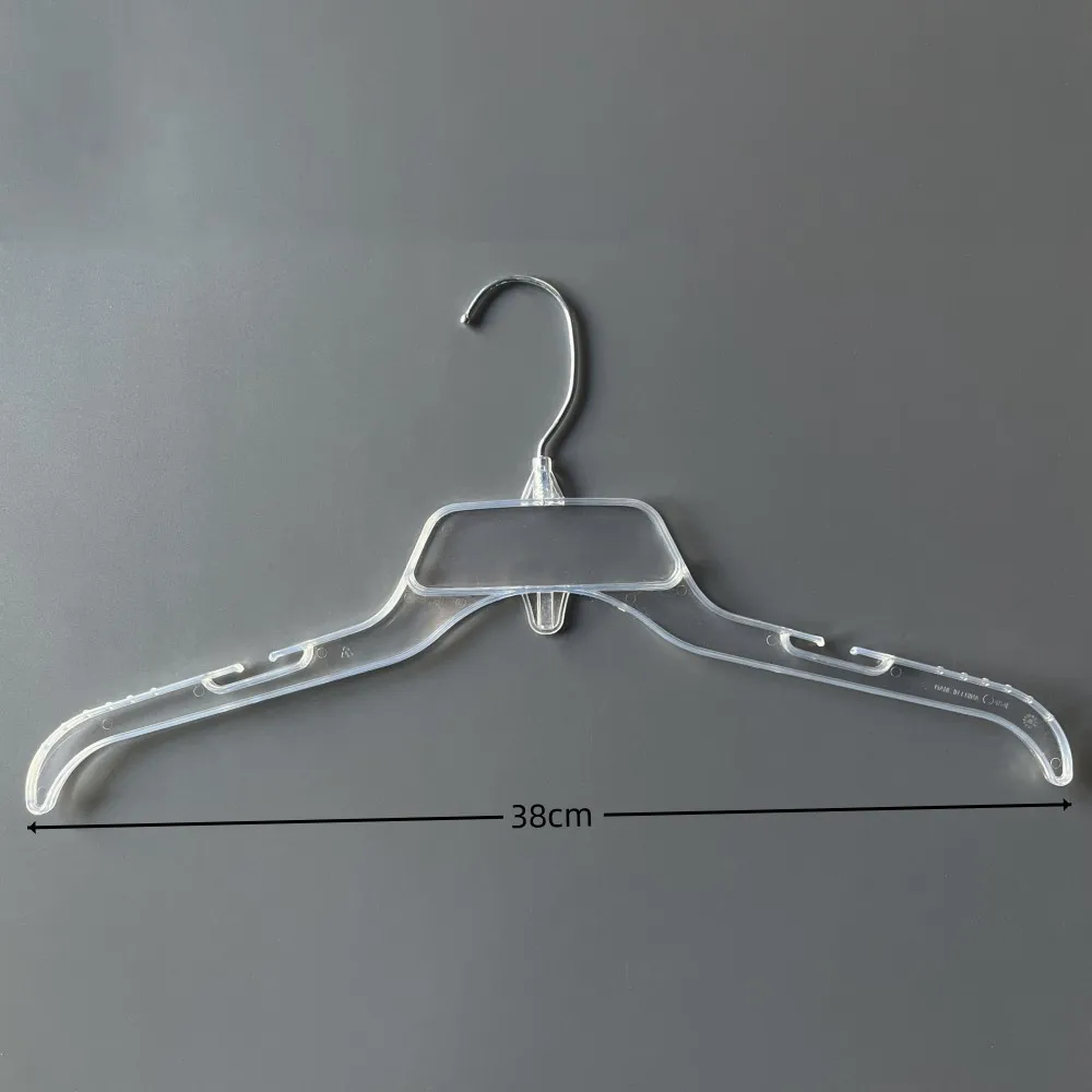 485 Wholesale Custom Metal Hook Transparent Plastic Top Clothes Garment Clothing cloth Hanger