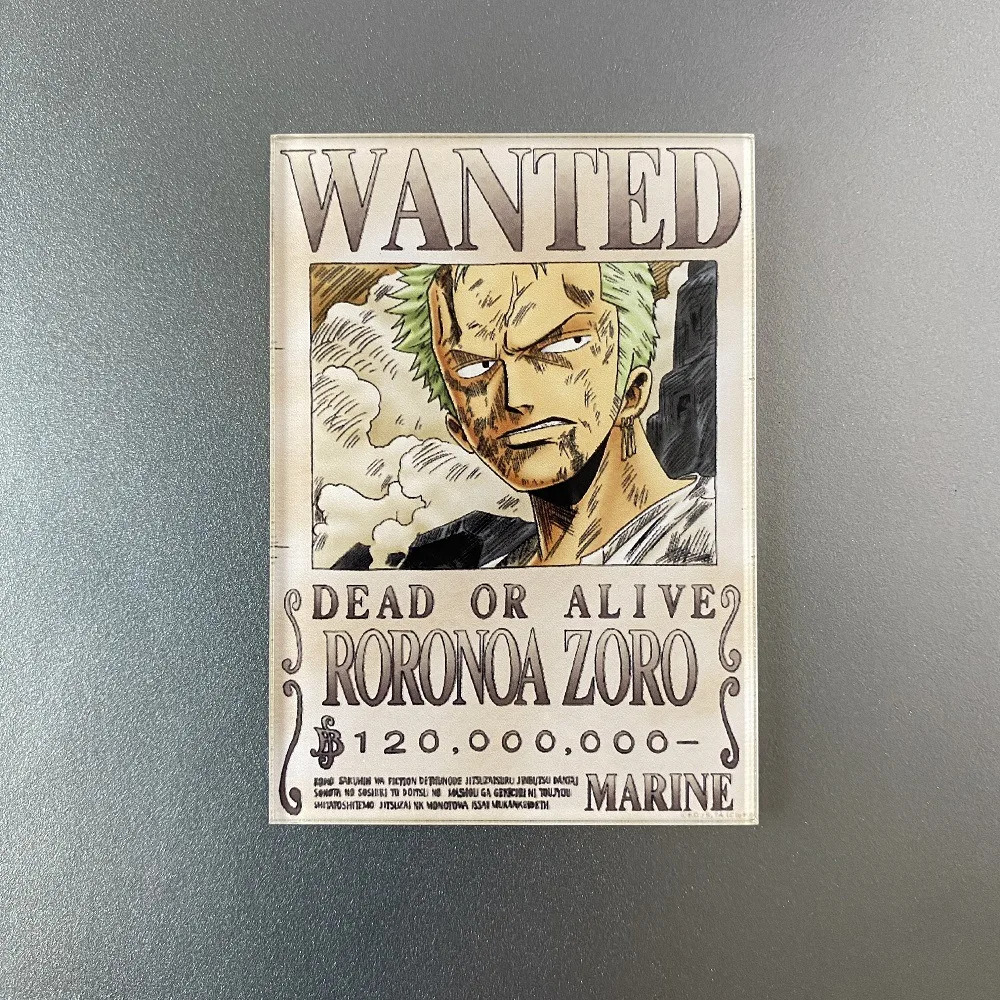 23 design Anime Monkey D. Luffy Roronoa Zoro Acrylic Refrigerator magnets sticker in Wanted poster style