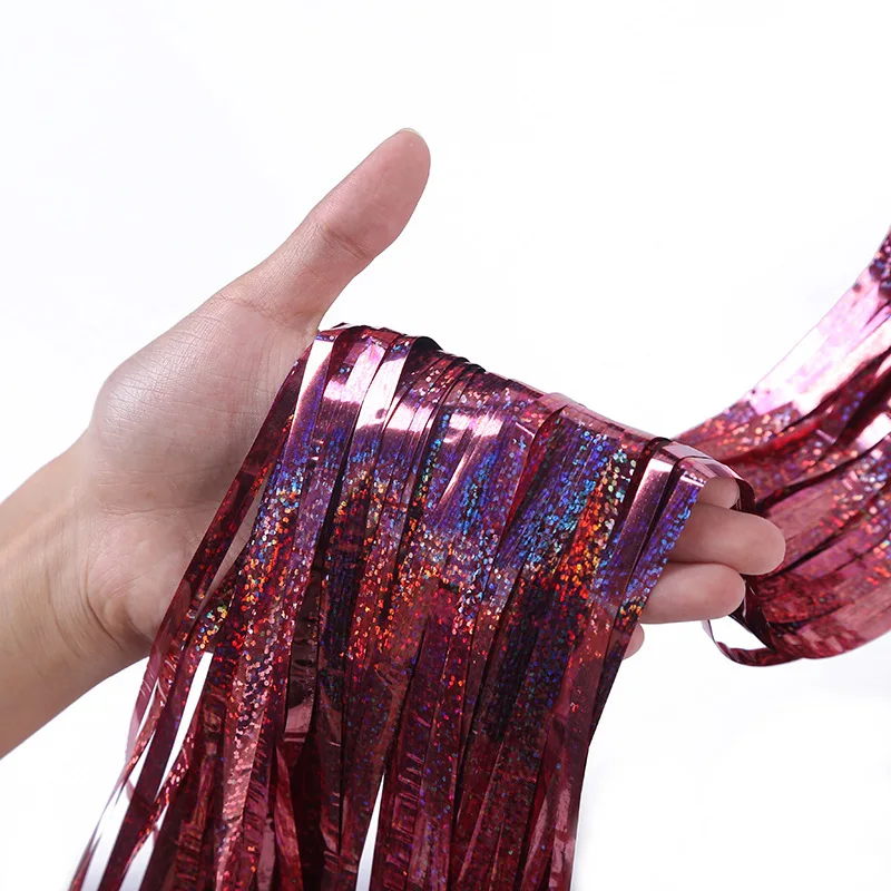 2m Rain Curtain Wedding Birthday Party Background Wall Holiday Party Decoration Laser Foil Curtain