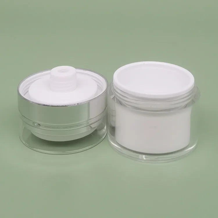 Skin care cream plastic jar airless pump pearl white15g 30g 50g PMMA acrylic plastic emulsion container