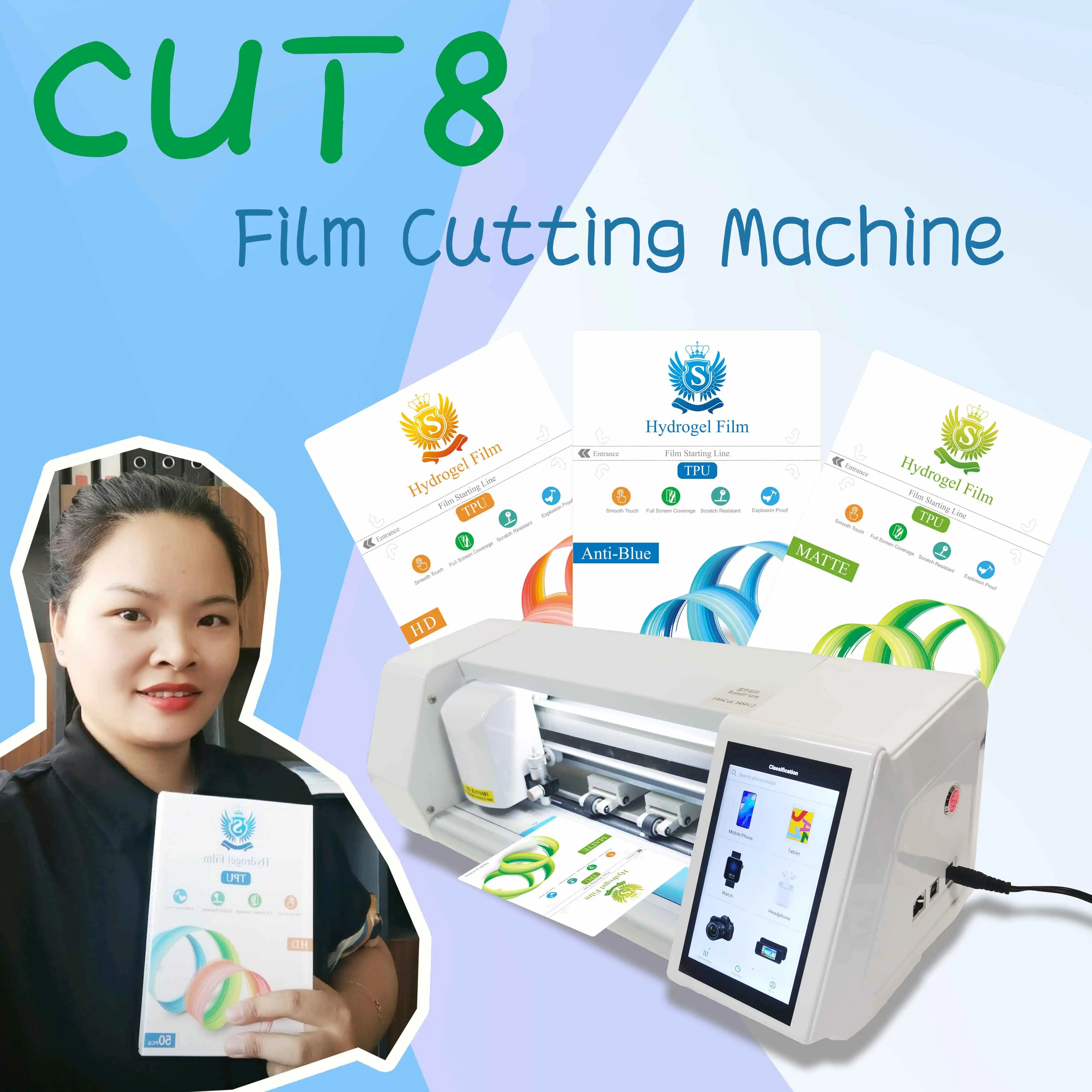 die mobile phone sticker film vinyl pvc paper sheet cutting machine automatic auto print and cut plotter machine making mach