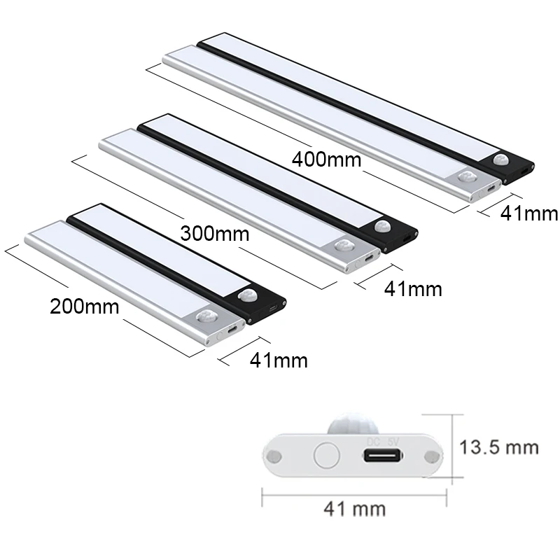 Motion Sensor LED Night Light Rechargeable Closet & Wall Lamp with 3 Colors under Counter & Cabinet Lighting for Room