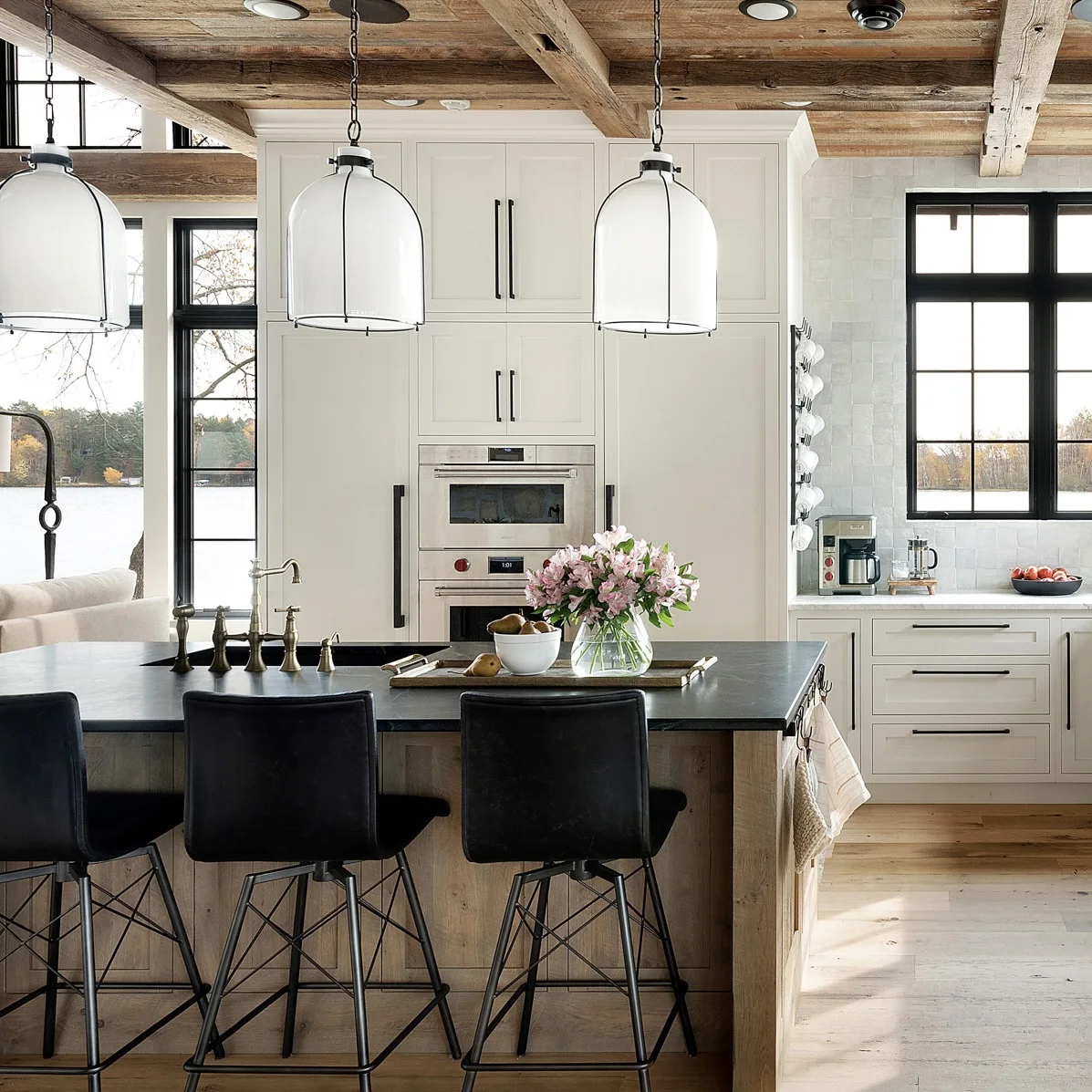 Kitchen cabinet mdf plywood supplier design modular modern wood furniture kitchen cabinet Rustic style